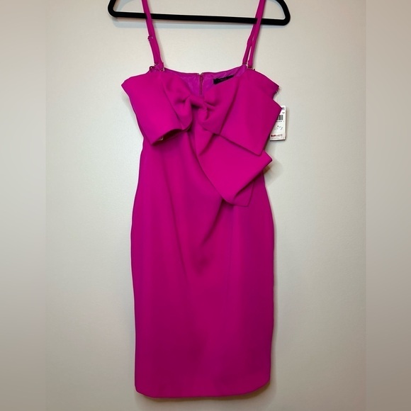 NWT Trina Turk Pink Sylvia Bow Sheath Dress Size 8 - Picture 6 of 12